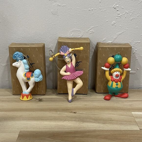 Vintage Avon Three Ring Circus Performers Christmas Ornaments 3” Tall - Picture 1 of 9